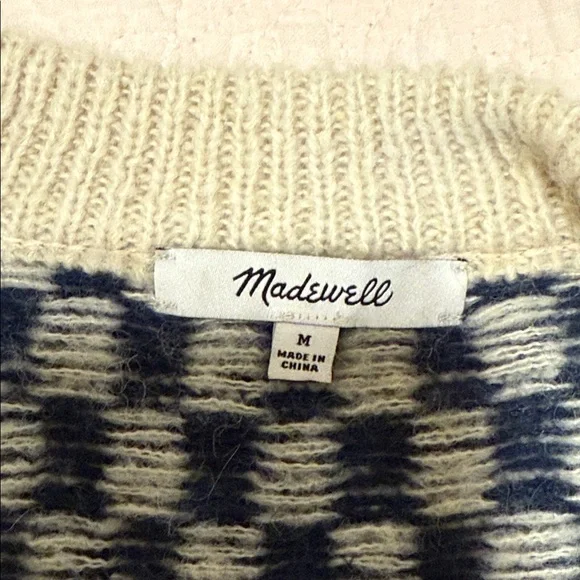 Madewell Navy and Cream Checkered Sweater - Picture 8 of 9